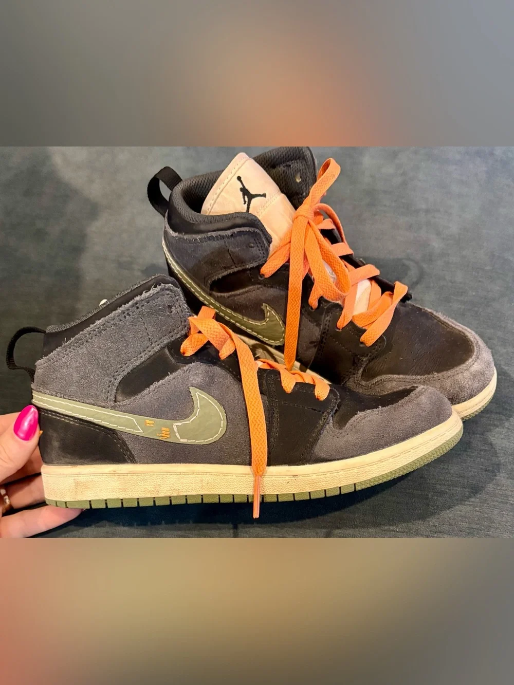Nike Air Jordan High-Top Sneakers in Black and Orange